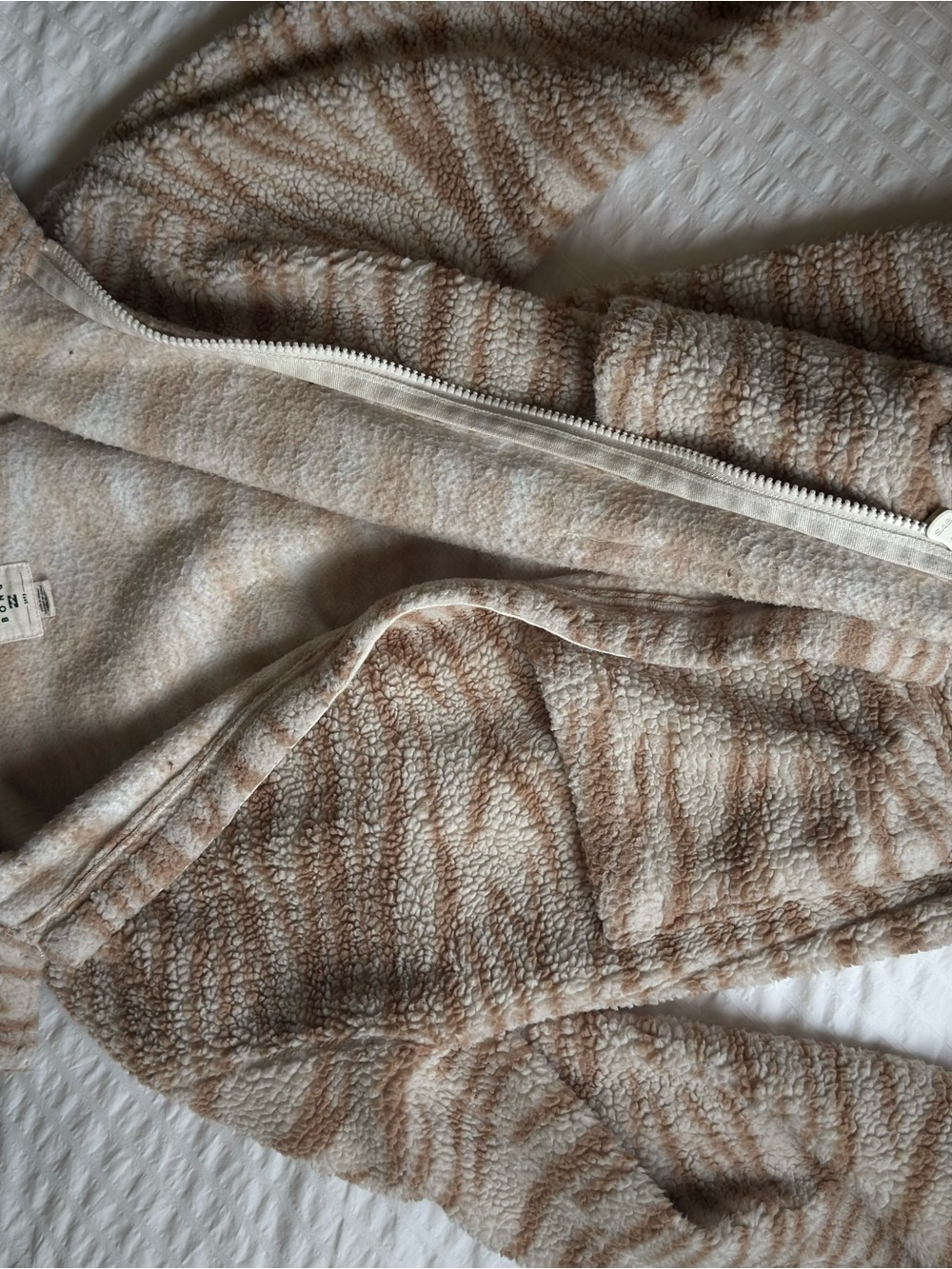 Billabong Cream Sherpa Jacket with Tan Accents